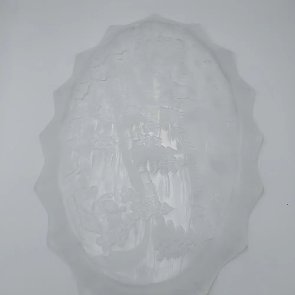 Mikasa Santa‎ And Reindeers Oval Serving Dish Platter Frosted Glass